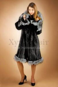 манто нутрія+чорнобурка комір та опушки|Шуба-манто нутрия, модель "Ромашка", чернобурка воротник и опушка по низу