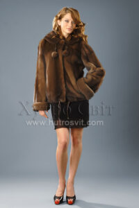курточка із норки, куліска по низу, з капюшоном - норка скандинавська колір горіх|курточка норка капюшон, кулиска, цвет орех, цена, фото