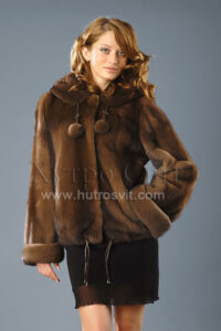 курточка півшубок із норки кольору горіх з капюшоном|норковый полушубок-курточка из норки цвет орех, капюшон