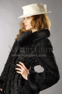 Півшубок каракуль, фасон курточка із норковим коміром|Каракулевый полушубок с шалевым норковым воротником