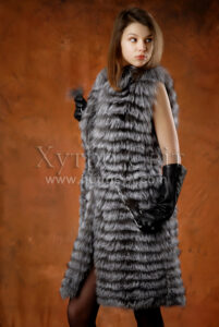 безрукавка - хутро чорнобурка, довжина 105см|безрукавка - мех чернобурка, длина 105см