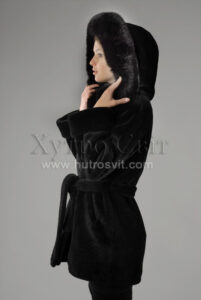 курточка з капюшоном, хутро - мутон, опушка - песець|курточка с капюшоном, мех - мутон, опушка -  песец