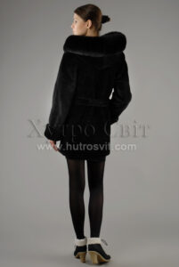 курточка з капюшоном, хутро - мутон, опушка - песець|курточка с капюшоном, мех - мутон, опушка -  песец