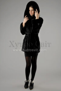 курточка з капюшоном, хутро - мутон, опушка - песець|курточка с капюшоном, мех - мутон, опушка -  песец