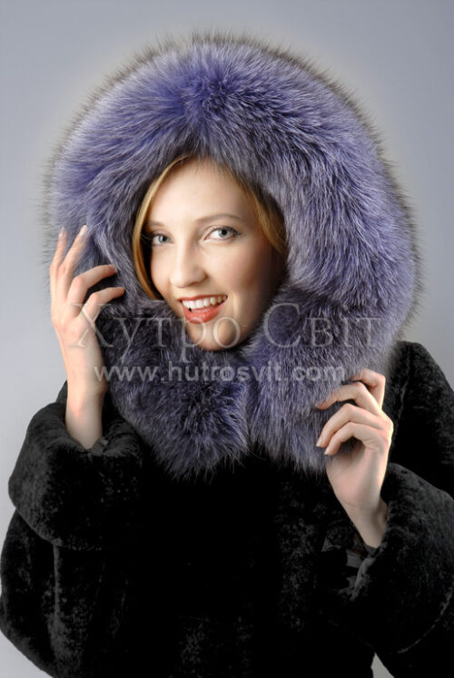 пальто, хутро - мутон, капюшон - blue frost, фото 2