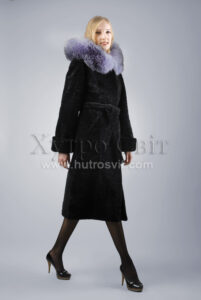 пальто, хутро - мутон, капюшон - blue frost|пальто, мех - мутон, капюшон - blue frost