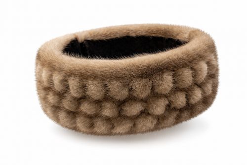 продукція виробника ХутроСвіт Тисмениця 2026 Пов”язка на голову з узором із преміальної норки пастель, фото 1