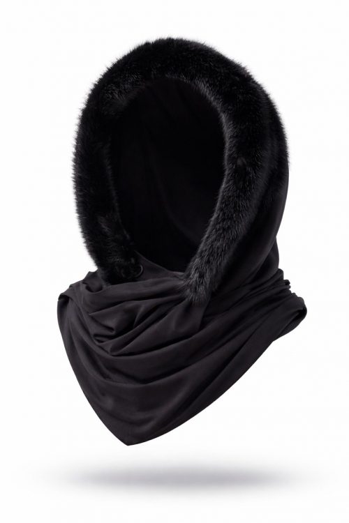 продукція виробника ХутроСвіт Тисмениця 2026 Норковий капор “Равлик” (Мушля) чорного кольору, фото 3