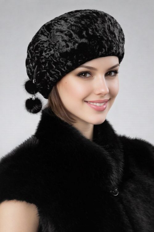продукція виробника ХутроСвіт Тисмениця 2026 М’який берет із каракулю Фото 1