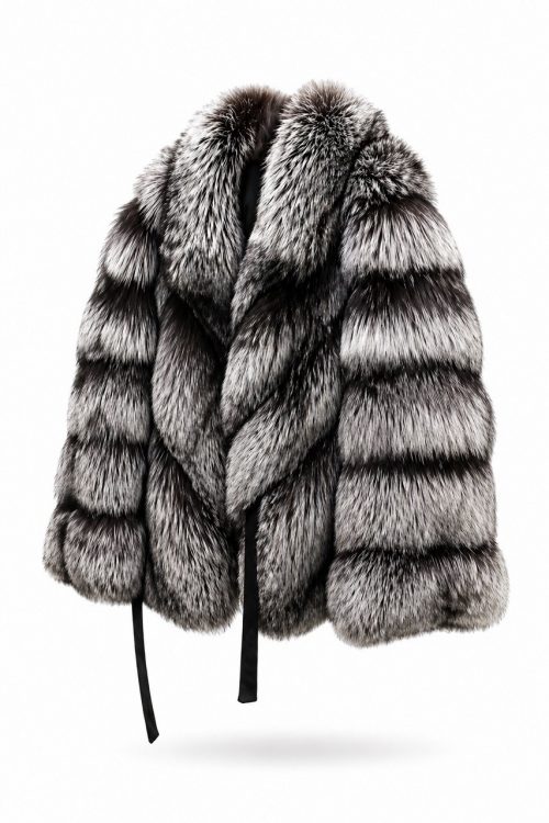 продукція виробника ХутроСвіт Тисмениця 2026 Коротка шуба із чорнобурки з діагональною викладкою, фото 2