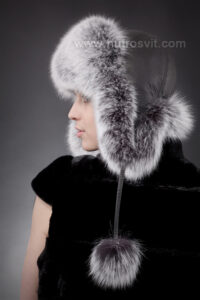 шапка-вушанка, хутро - песець сноутоп + шкіра|шапка-ушанка, мех - песец сноутоп + кожа