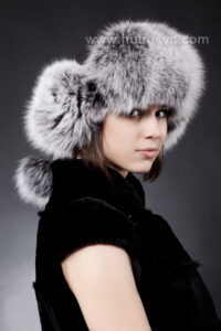 шапка-вушанка, хутро - песець сноутоп + шкіра|шапка-ушанка, мех - песец сноутоп + кожа
