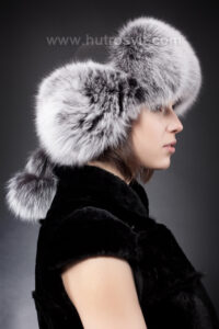 шапка-вушанка, хутро - песець сноутоп + шкіра|шапка-ушанка, мех - песец сноутоп + кожа