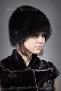 шапка - чорний песець на трикотажі |шапка - черный песец на трикотаже