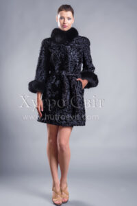 Пальто із каракуля з рукавом 3/4, песцева стійка та манжети|Каракулевое пальто, рукав 3/4, песцовые манжеты и воротник