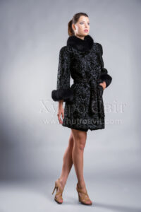 Пальто із каракуля з рукавом 3/4, песцева стійка та манжети|Каракулевое пальто, рукав 3/4, песцовые манжеты и воротник