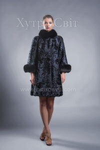 Манто із каракулю, стійка песець, рукав 3/4 з песцевою опушкою, |Манто из меха каракуля, воротник стойка песец, рукав укороченный с песцовой опушкой,