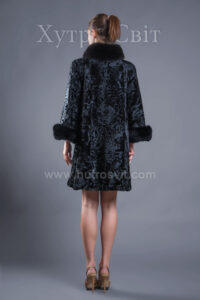 Манто із каракулю, стійка песець, рукав 3/4 з песцевою опушкою, |Манто из меха каракуля, воротник стойка песец, рукав укороченный с песцовой опушкой,
