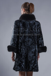 Манто із каракулю, стійка песець, рукав 3/4 з песцевою опушкою, |Манто из меха каракуля, воротник стойка песец, рукав укороченный с песцовой опушкой,