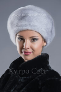 Берет жіночий - голуба норка|Женский головной убор - меховой берет голубая норка