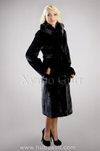 Шуба з капюшоном із чорної скандинавської норки|Норковая шуба с капюшогном из скандинавки