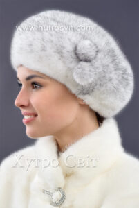 Берет із скандинавської норки крестовки  |Женский берет из скандинавской норки крестовки