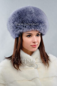 Жіноча шапка із цільного песця голубого кольору|Шапка из цельного песца - голубой песец