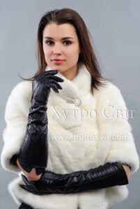 Півшубок-пелерина рукав 3/4 із білої норки|Шубка-пелерина из белой норки с коротким рукавом