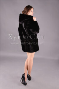 Курточка-півшубок поперечка з капюшоном із скандинавської норки|Полушубок скандинавская норка с капюшоном, поперечка