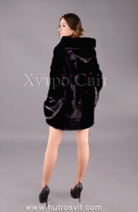 Курточка-півшубок поперечка з капюшоном із скандинавської норки|Полушубок скандинавская норка с капюшоном, поперечка