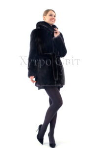 курточка з капюшоном скандинавська чорна норка|Куртка с капюшоном из скандинавской черной норки