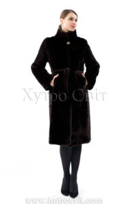 Шуба норкова , хутроБлекглама, пояс, комір стійка|Шуба из норки махагон, воротник стойка