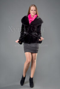 Стильний піджак-півшубок із хутра щипаної норки|Полушубок (пиджак) из щипаной норки