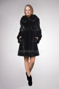 Норкова шуба з капюшоном, чорна, фасон трапеція, пошиття в розпуск|Норковая шуба трапеция, капюшон, пошив в розпуск