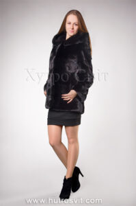 Курточка-півшубок поперечка з капюшоном із скандинавської норки|Полушубок скандинавская норка с капюшоном, поперечка