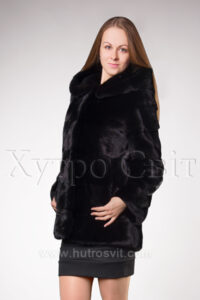 Курточка-півшубок поперечка з капюшоном із скандинавської норки|Полушубок скандинавская норка с капюшоном, поперечка