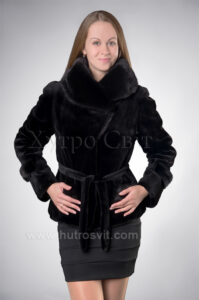 Стильний піджак-півшубок із хутра щипаної норки|Полушубок (пиджак) из щипаной норки