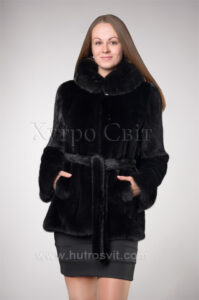 Півшубок норковий з капюшоном із аукціонної скандинавської норки|Норковый полушубок с капюшоном