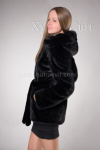 Півшубок норковий з капюшоном із аукціонної скандинавської норки|Норковый полушубок с капюшоном