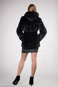 Півшубок норковий з капюшоном із аукціонної скандинавської норки|Норковый полушубок с капюшоном