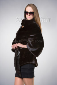 Стильний півшубок із Блекглами зі стійкою, можливі варіанти рукава 7/8 та повної довжини|Норковый полушубок Блэкглама с воротником стойка, возможен укороченный и полный рукав