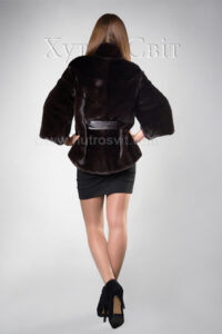 Стильний півшубок із Блекглами зі стійкою, можливі варіанти рукава 7/8 та повної довжини|Норковый полушубок Блэкглама с воротником стойка, возможен укороченный и полный рукав