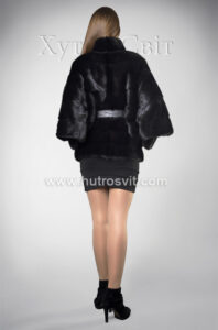 Шуба норкова, модель летюча миш, чорного кольору|Шуба норковая черная, воротник стойка, отстегивающийся рукав