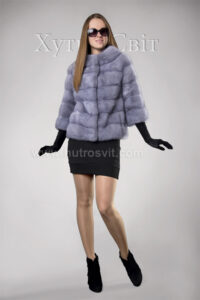 Півшубок-курточка із голубої норки, поперечка, стильний комір типу *шанель*|Норковый полушубок (курточка) из голубой норки, поперечка, воротник типа *шанель*