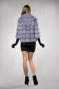 Півшубок-курточка із голубої норки, поперечка, стильний комір типу *шанель*|Норковый полушубок (курточка) из голубой норки, поперечка, воротник типа *шанель*