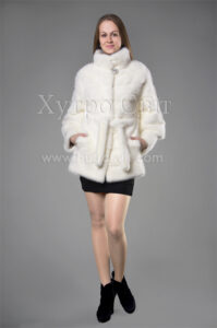 Біла норкова шуба оригінального фасону летюча миш|Белая норковая шуба поперечка, фасон летучая мышь