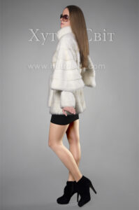 Біла норкова шуба оригінального фасону летюча миш|Белая норковая шуба поперечка, фасон летучая мышь