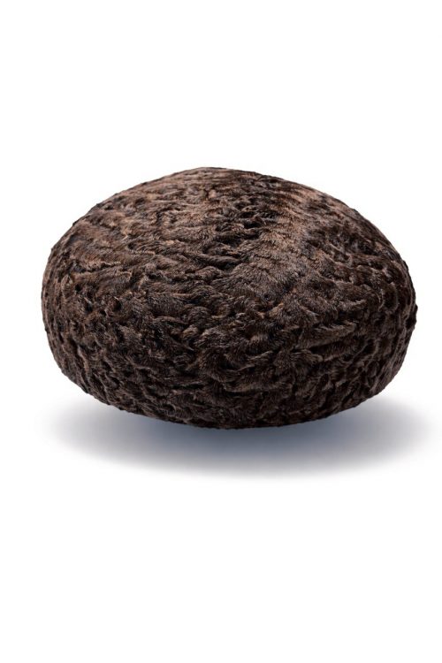 продукція виробника ХутроСвіт Тисмениця 2026 Мякий берет із натурального хутра каракулю темно коричневий, фото 2