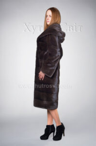 Шуба норкова Блекглама з капюшоном від ХутроСвіт Тисмениця|Шуба норка Блэкгама с капюшоном, поперечка