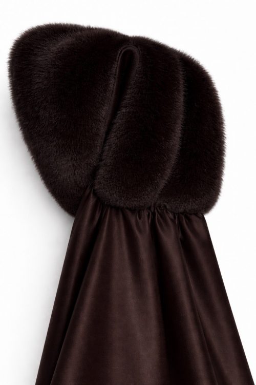 продукція виробника ХутроСвіт Тисмениця 2026 Норкова хустина (капор) коричневого кольору, фото 2